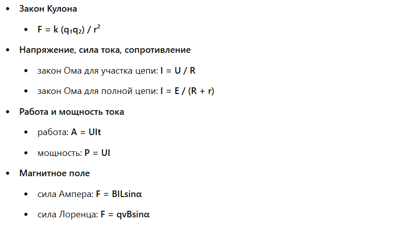 формулы по физике
