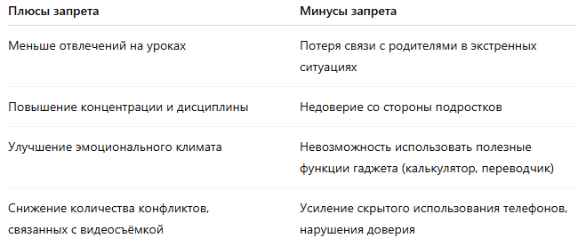 плюсы и минусы запрета