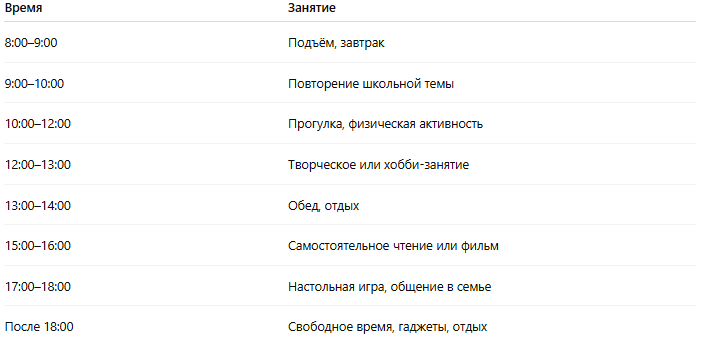 график на каникулы
